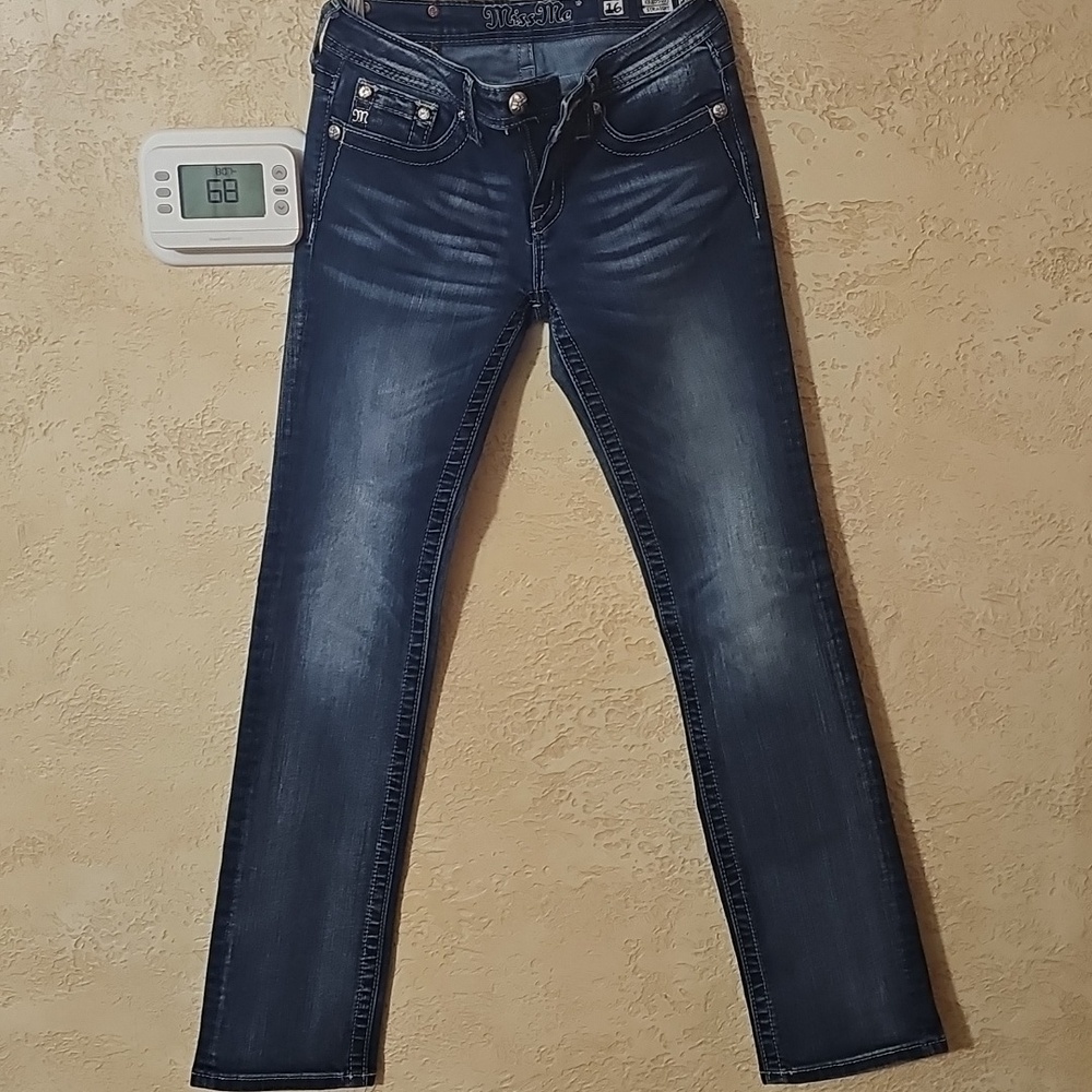 Miss Me Stylish Blue Girls Jeans Straight Leg, Size 16